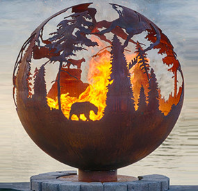 CORTEN ball fire pit fire bowls