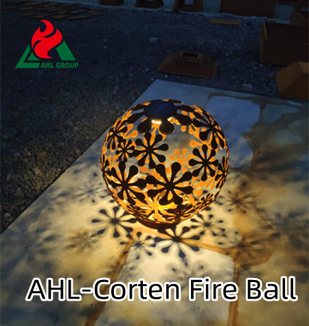 Corten Steel Fire Ball Lawn Ornament Manufacturer