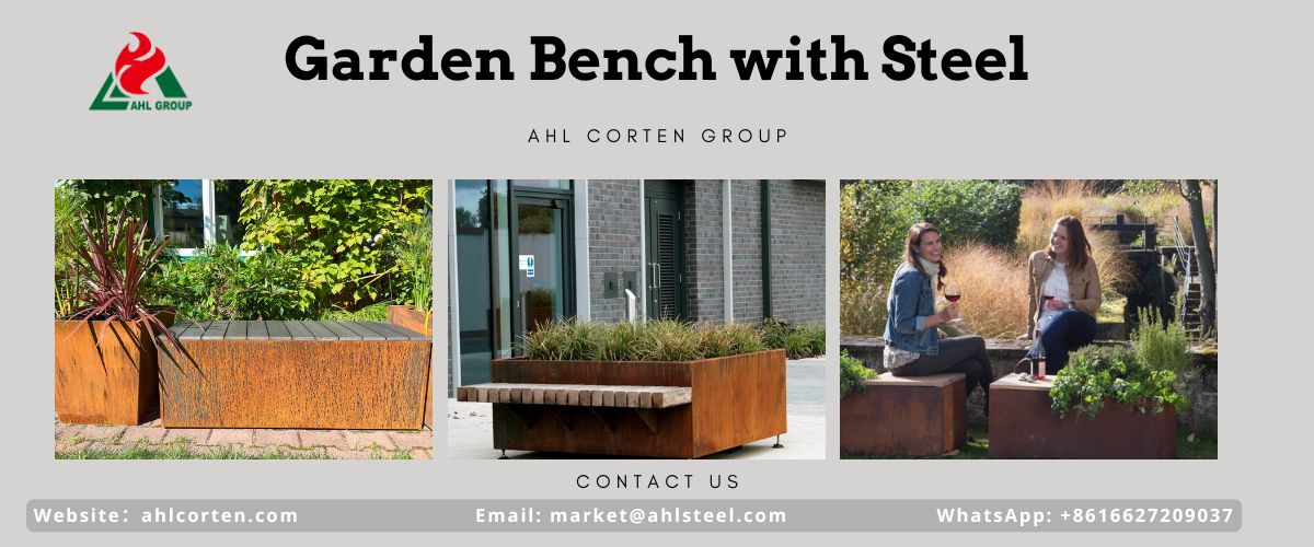 corten garden bench