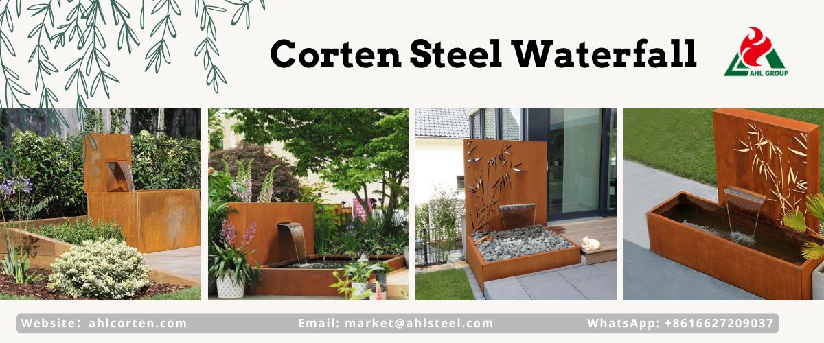 corten steel waterfall