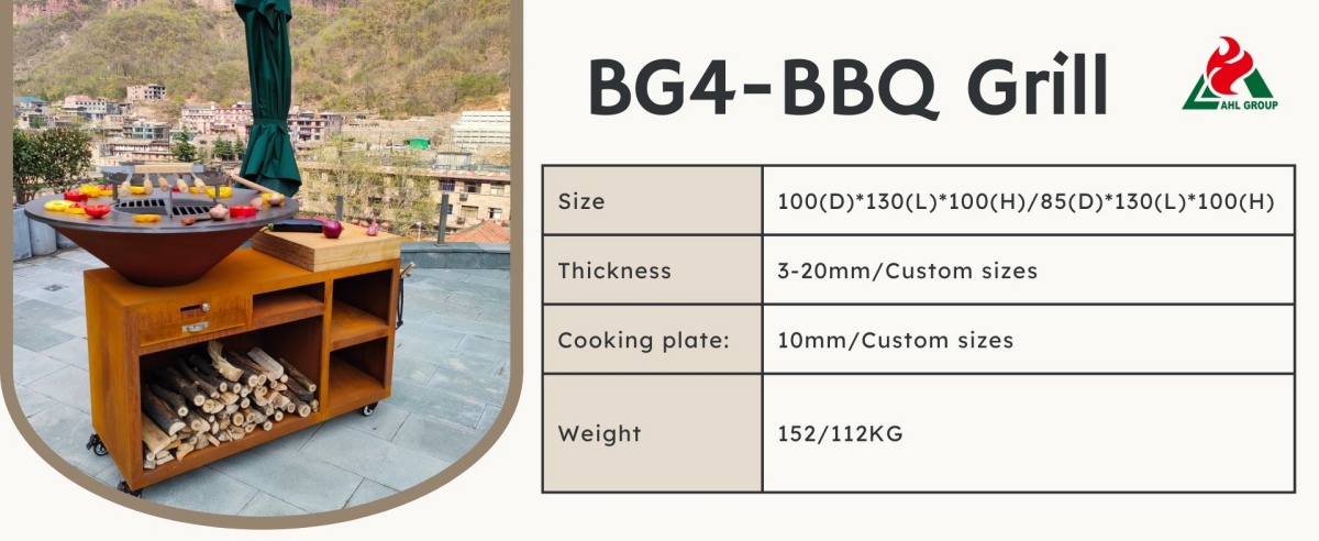 BG4-Rust Corten Steel bbq grill Outdoor Kitchen