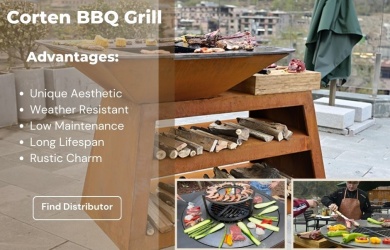 Corten steel BBQ grill