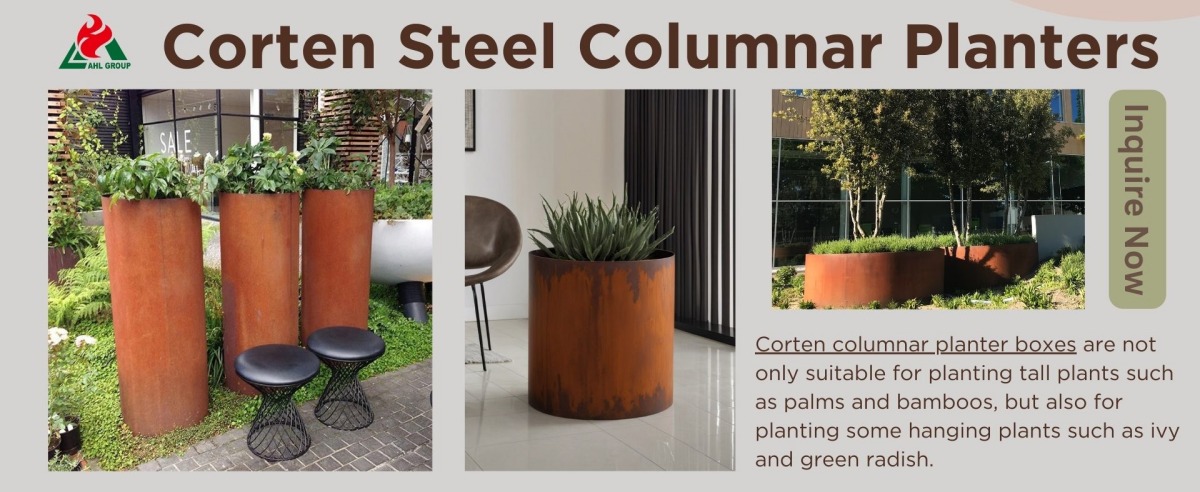 Corten Steel Columnar Planter Boxes