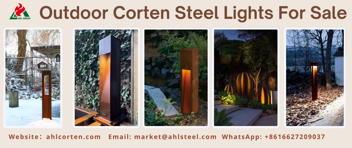 outdoor lights in corten