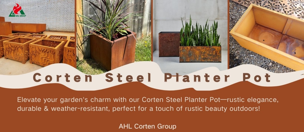 corten steel planter, garden planter