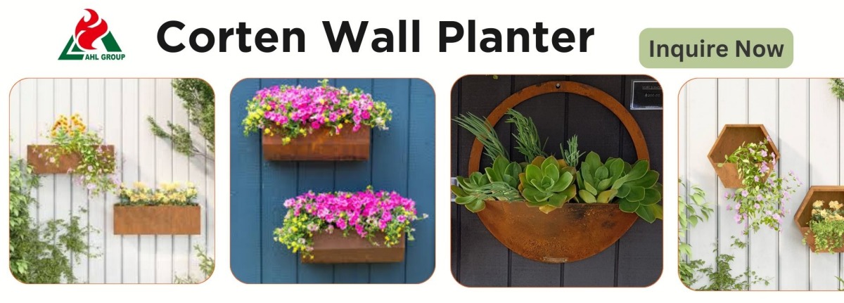 Weathering steel wall flower pots