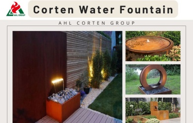 corten steel water fountain