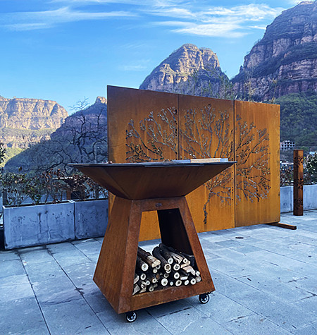 Outdoor Corten Steel BBQ Grill