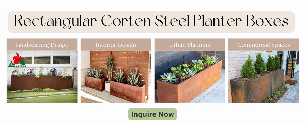 Rectangular Corten steel Planter Boxes