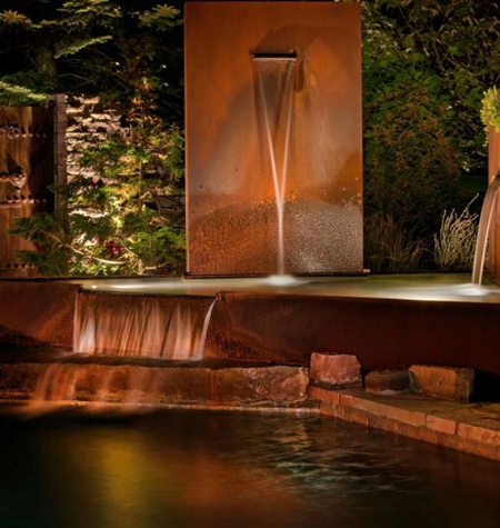 corten steel water feature