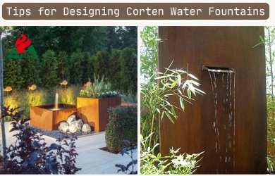 corten steel water fountains 