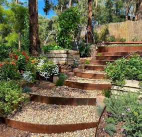 corten steel garden steps