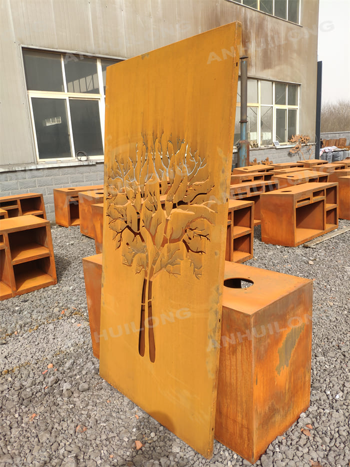 Decorative Rust Tree Corten Fence Panels For Ornamental Garden Design