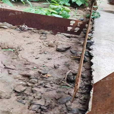 Rusted steel garden edging for landscaping