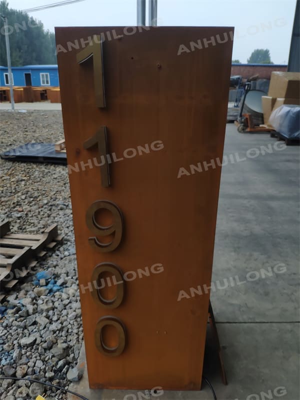 LED light freestand corten steel mailbox