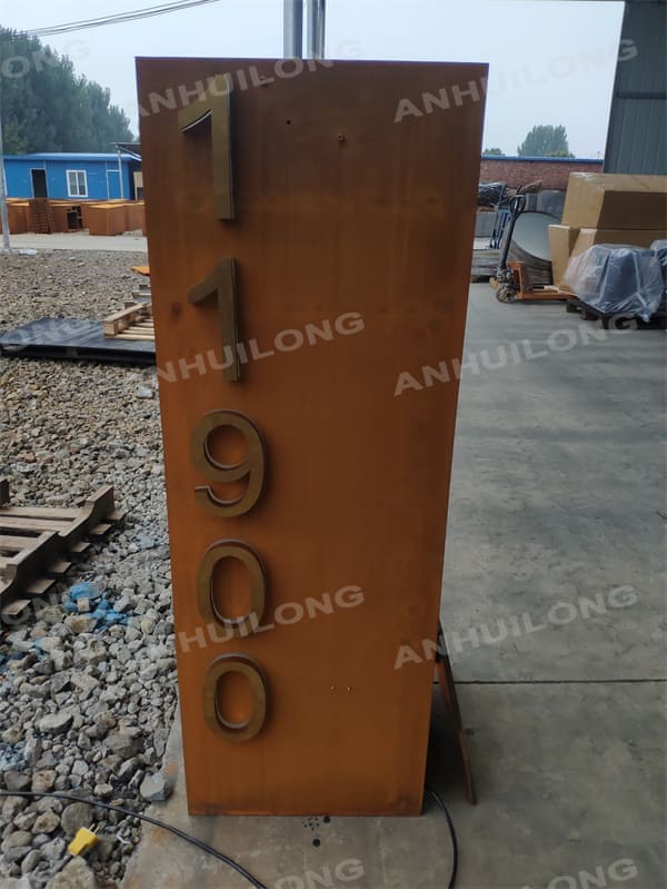 LED light freestand corten steel mailbox