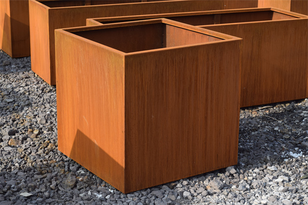 Modern Outdoor Decoration Square Large Corten Steel Planter Boxes