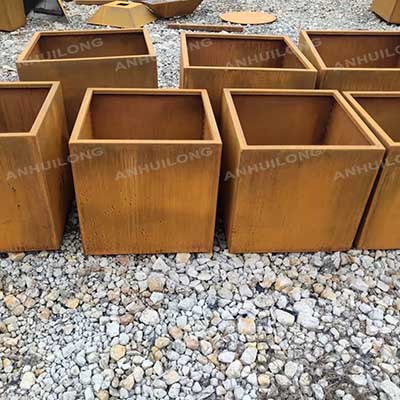 Wall Hanging Flower Pots Garden Modern Square Outdoor Planter Box Corten Steel Flower Pot