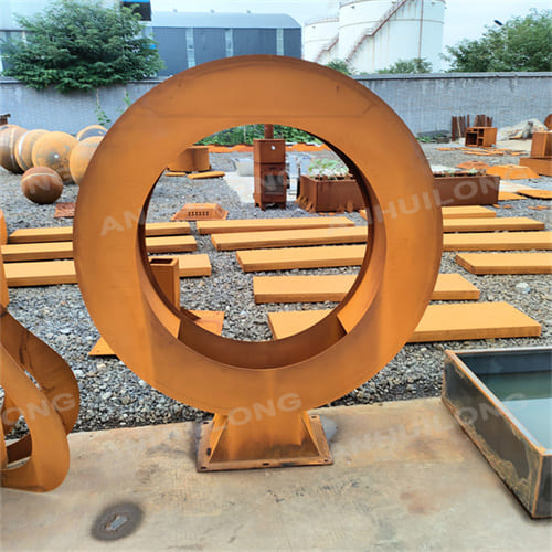 Nature Style industrial landscape Corten steel water feature for backyard with lights modern outdoor water fountain