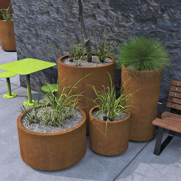 Customized Modern Corten Steel Planters For City Gardens Landscape Ideas