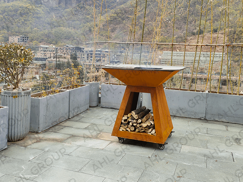 Corten Steel BBQ Fire Pit For Cooking Outside Kitchen Set Burner Ring Factory