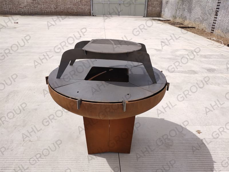 Corten Steel Metal Barbecue Grill For Outdoor Garden With Grill Ring Agency