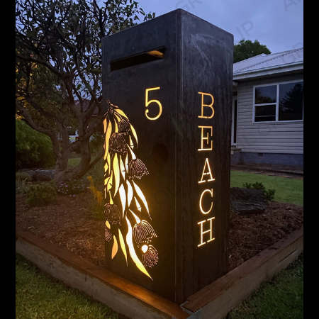 Large Outdoor corten steel mail boxes for sale and indicate street signs for commercial residences