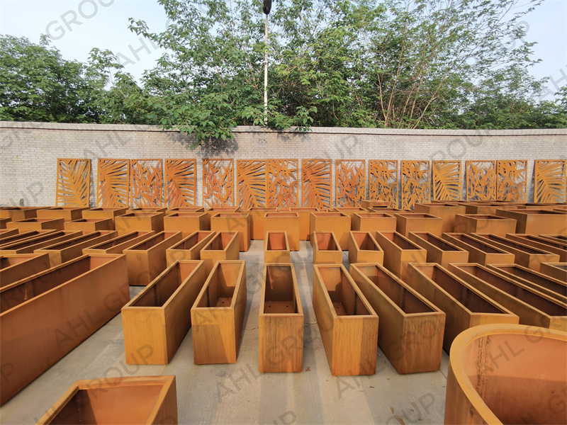 European Style Corten Steel Planter Boxes For Landscaping