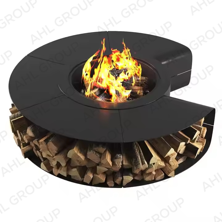 Large Outdoor Steel Fire Pit With Wood storage Supplier