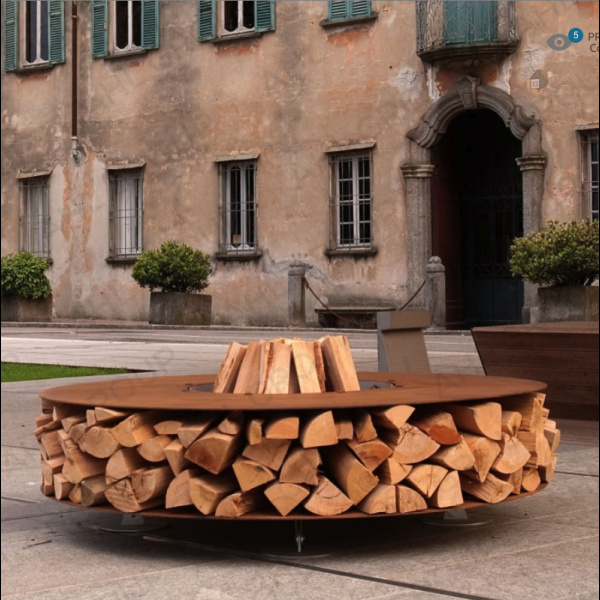 Large Outdoor Steel Fire Pit With Wood storage Supplier