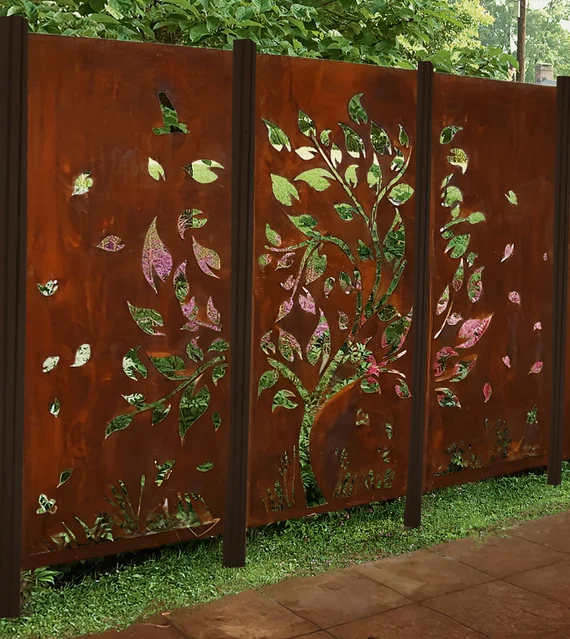 New deisgn outdoor garden corten steel Privacy screen  panel for sales